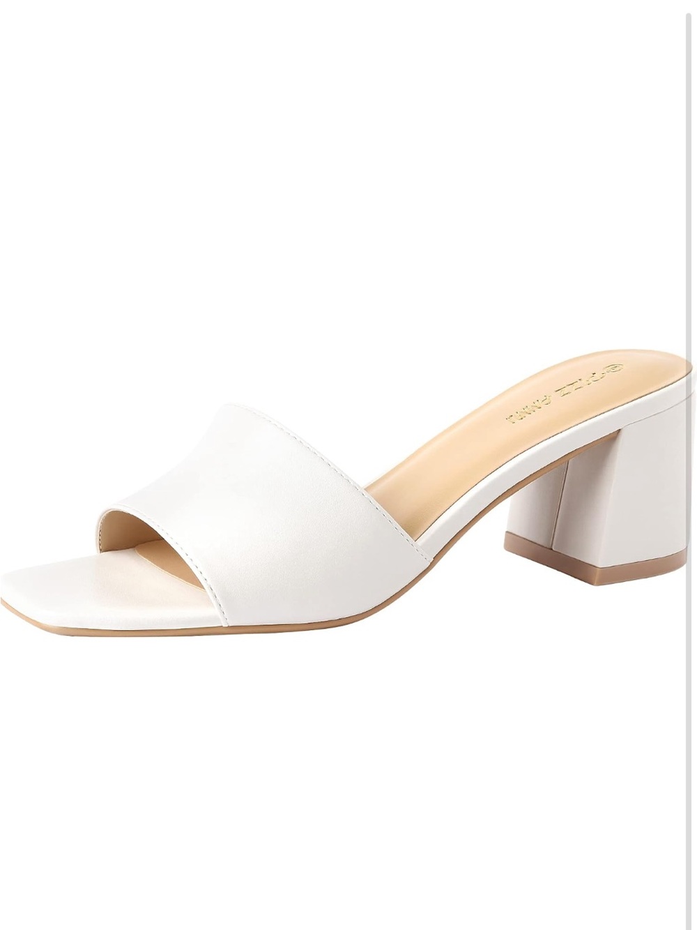 Minimalist White Block Heel Slide Sandals